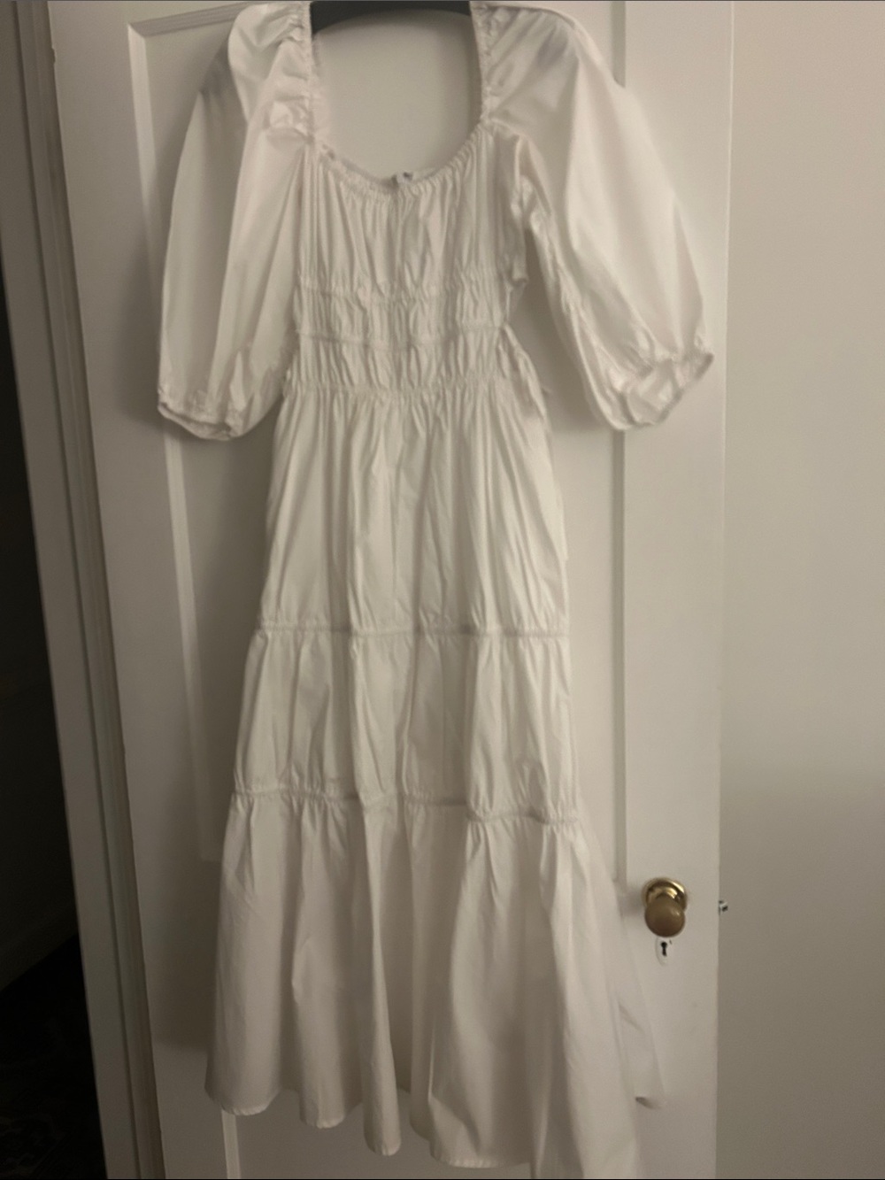 White Maxi Dress with Puff Sleeves